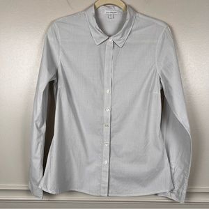James Perse White and Gray Fitted Button Down Shirt